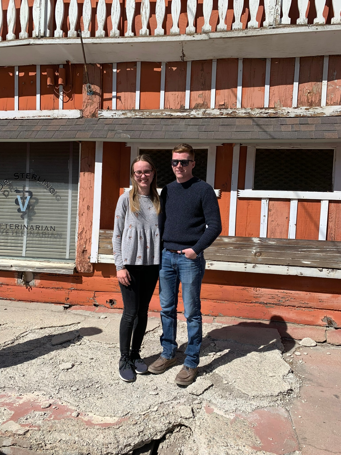 Seth and Evelin Wilson in front of the weathered Fawn Lodge in Fawnskin today.
