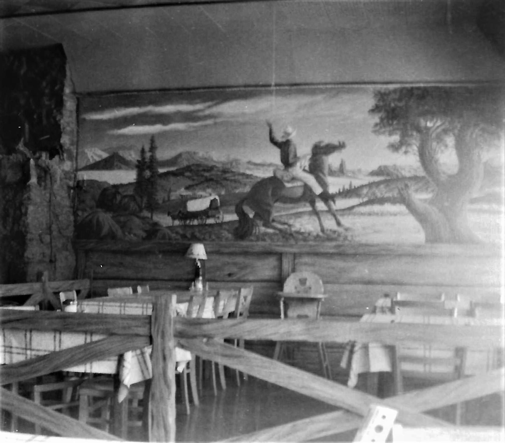 Mort Traylor mural, right of the fireplace